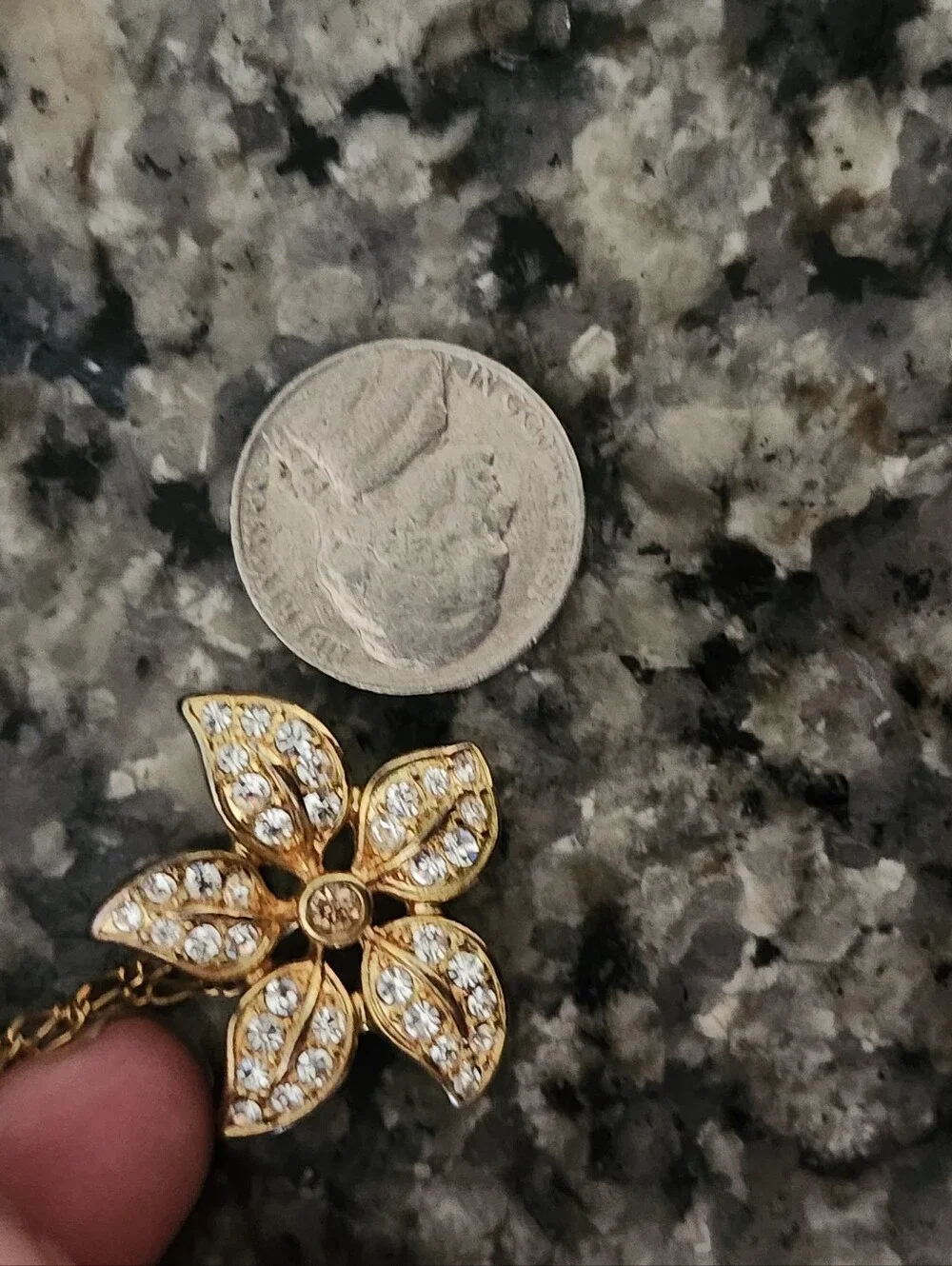 J. Crew Gold Tone Floral Crystal Pendant Necklace